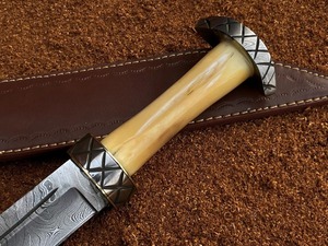 Premium Handcrafted Viking Camping <b>Knife</b> Damascus Steel <b>Bone</b> <b>Handle</b> Drop Point Straight Edge Full Tang Hunting Bushcraft - Product Image 2