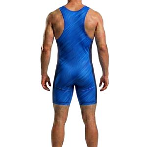 Traje de Lucha Libre para Hombre, de una Pieza, Ajustado, Azul, de Poliéster Elástico, Transpirable, de Secado Rápido, Ligero, Antiencogimiento, para Artes Marciales - Product Image 2