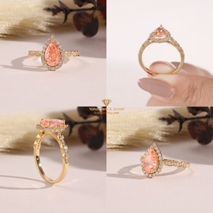 Bague de fiançailles moderne en or massif 14 carats avec diamant CVD cultivé en laboratoire, certifié IGI, 2,00 carats, taille poire, rose vif fantaisie, clarté VS1 - Product Image 5