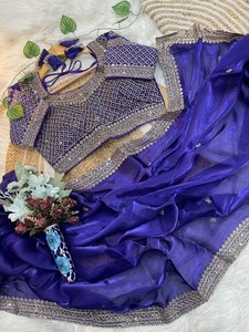 Lehenga Saree de Seda Georgette Vichitra de Primera Calidad, Listo para Usar, Tradicional para Bodas, Diwali, Invierno, Verano, Primavera, Fiestas Étnicas - Product Image 4