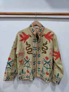 Chaqueta de algodón bordada Suzani del fabricante, ropa exterior étnica colorida, chaqueta étnica de algodón para fiestas, chaqueta bomber Suzani. - Product Image 5