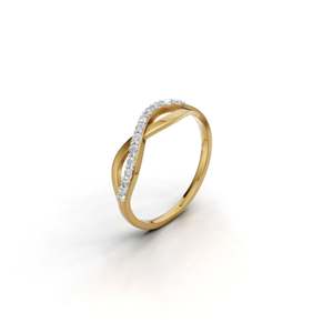 Anillo de Eternidad de Oro Amarillo con Diamantes y Engaste Pavé, Diseño Geométrico Minimalista para Compromiso Femenino - Product Image 1
