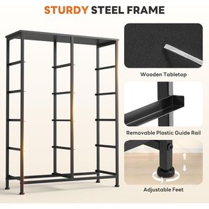 Commode haute à 10 tiroirs en tissu avec structure en acier et plateau en bois PU facile à nettoyer, idéale pour chambre, placard ou couloir - Product Image 5