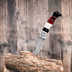 Factory Direct Wholesale Damascus Steel Drop Point Hunting <b>Knife</b> With Wooden <b>Handle</b> Foldable Pocket <b>Knife</b> OEM Customizable - Product Image 2
