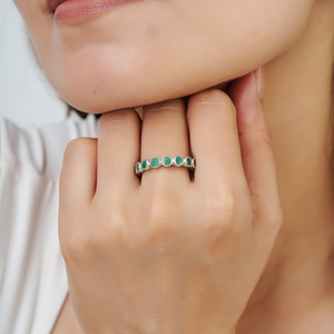 925 Solid Sterling <b>Silver</b> Genuine <b>Emerald</b> Full Eternity Band <b>Ring</b> For Women Anniversary Gift For Her Wholesale Price Jewelry - Product Image 4