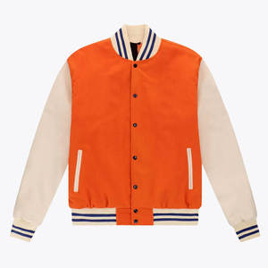 แจ็คเก็ตเบสบอล Letterman Varsity แขนหนังแท้ ตัวเสื้อทำจากผ้าขนสัตว์ มีตัวเลือกสีตามสีทีม - Product Image 4