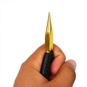 Goldene Plasma-Spitzenzange aus Edelstahl für Remy-Haarverlängerungen mit Schwarzem Gummigriff, Langlebiges Handgeknüpftes Tressen-Set, 2-teilig - Product Image 1