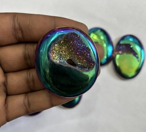 Lote al por mayor de cabujones de ágata Druzy Aura de titanio arcoíris, piedra natural teñida, ágata Aura de titanio, ágata Druzy - Product Image 2