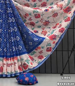 Nouveau tissu en lin doux, imprimé numérique motif patola, avec imprimé floral et bordure zari patti - Product Image 4