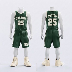 Dark Green Custom Basketball Uniform Jersey and Shorts Set Breathable Mesh <b>Athletic</b> Team Wear Bulk Wholesale Manufacturer - Product Image 1