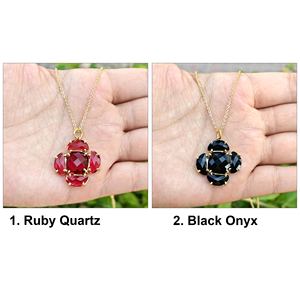High quality <b>necklace</b> checker cut <b>ruby</b> quartz designer pendant <b>necklace</b> brass 18k gold plated prong set multi gemstone <b>necklace</b> - Product Image 6