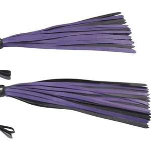 Real Cowhide <b>Leather</b> <b>Flogger</b> Whip with Braided Wrist Loop Handle Steel Buckle 3.5cm Width - Product Image 2