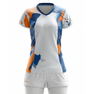 Nouvel ensemble de volley-ball 2026 pour femme : maillot col en V et short de football, 100 % polyester, uniformes de volley par sublimation - Product Image 6