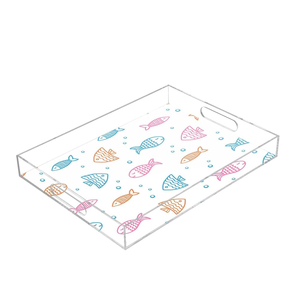 Minimalist Acrylic Printed Serving Storage Tray For Serving Beverages Snack Breakfast Stylish Organizer Platter For <b>Coffee</b> <b>Table</b> - Product Image 1