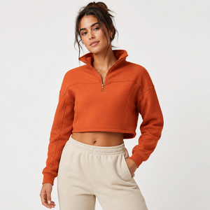Wholesale Customized High Quality 100% Cotton Fashionable Breathable Sports <b>Workout</b> Woman Crop Top <b>Hoodies</b> OEM Serviced - Product Image 6