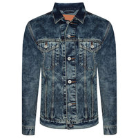 Veste en jean extensible personnalisée pour homme, bleu délavé, manches longues, boutonnée, décontractée, coupe régulière, en denim de coton délavé à la pierre