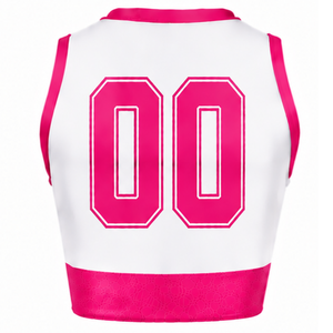 Maillot de cheerleading rose sublimé sans manches, tenue de sport athlétique pour équipe, uniforme de compétition et d'entraînement - Product Image 2