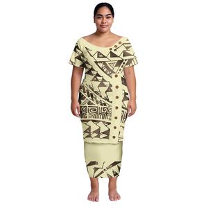 Vestidos de Talla Grande para Mujer, Conjunto de 2 Piezas Samoan Puletasi, Camisa y Falda con Estampado Tribal Polinesio, Vestido Largo Elegante para Iglesia - Product Image 2
