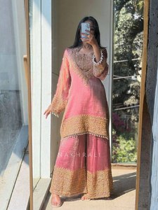 Ramdev Trading Traditional Ethnic Indian Pakistani Women's <b>Kurta</b> / Kurti Top Dupatta Set Heavy Chinnon <b>Silk</b> Modern Party - Product Image 3