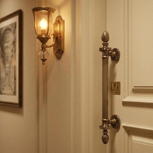 Corinthian Crest Modern Door <b>Handle</b> Antique Gold Finish Brass Luxury Decorative Pull Premium Interior Exterior Door Hardware - Product Image 3