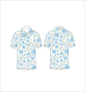 Men’s <b>White</b> Blue Floral Print <b>Polo</b> Shirt Short Sleeve Casual Summer Fashion Golf Shirt - Product Image 3