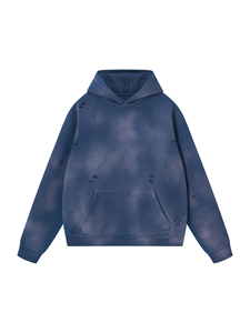 Sudadera con Capucha Unisex Extra Grande, Transpirable, para Invierno, Color Azul Sólido Lavado, 100% Algodón, Felpa, Manga Larga, Informal - Product Image 3