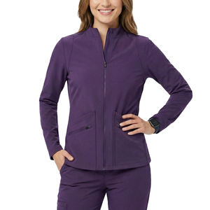 Veste de travail médicale personnalisée à col montant et double poche avant, extensible, pour infirmières - Prix de gros - Product Image 1
