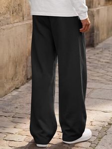 Men's <b>Black</b> Harem Pants Elastic Waist Drawstring Casual Sweatpants Side Pockets Breathable Knitted Cotton <b>Joggers</b> Autumn Wear - Product Image 6