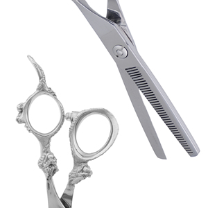 Tijeras para Adelgazar el Cabello, 6 y 5.5 Pulgadas, Hoja Recta Afilada, para Diestros, Mango Recto, Acero Inoxidable 4Cr13, para Barbería - Product Image 5