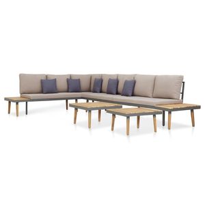 Set Lounge da Giardino in Legno Massello di Acacia Marrone e Grigio con Acciaio e Poliestere, Arredamento da Esterno Resistente - Product Image 2