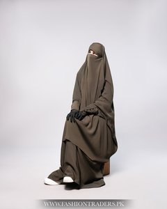 Premium deux pièces bouton manches pour Polyester islamique modeste étage longueur robe dernière mode respirant tête Jalabiya - Product Image 6