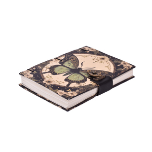 <b>A5</b> Classic Butterfly Illustration Diary 200 Pages | High Quality Hardboard Cover Writing Journal with Rustic Metal Clasp Closure - Product Image 1
