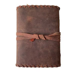 Vintage Brown Softcover Leather Bound Journal Antique Strap <b>Lock</b> Handmade Gift Notebook Deckle Edge Paper <b>Thread</b> Sewing Bound - Product Image 4