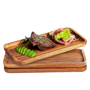 Plateau de service en bois d'acacia écologique Lot de 3 plateaux élégants pour la décoration de la maison, du fromage, des fruits et de la charcuterie. - Product Image 1