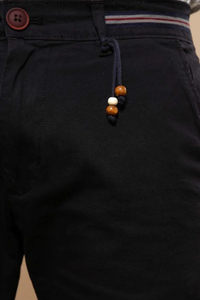 Pantalones Cortos Bermuda de Algodón Oxford Negros Sólidos para Hombre, Cintura Media, Cierre de Botones, Estilo Casual, Tejido Transpirable, Personalizables - Product Image 3