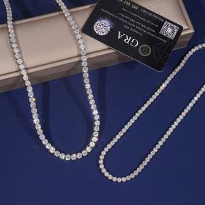 เครื่องประดับฮิปฮอปสุดหรู เงินแท้ 925 ประดับเพชรโมอิสซาไนต์ VVS แบบคลัสเตอร์ สร้อยข้อมือและสร้อยคอแบบเทนนิสสำหรับผู้ชายและผู้หญิง - Product Image 4