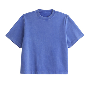 Camiseta Azul Oversize para Hombre, de Algodón, Corte Holgado, Lisa, Manga Corta, Casual, Básica, con Logotipo Personalizado, Venta al Por Mayor, OEM, ODM - Product Image 1