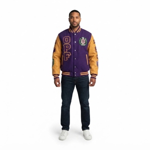 Veste universitaire personnalisée en laine et cuir 400 GSM Omega Psi Phi HBCU Streetwear Étiquette OEM - Product Image 1