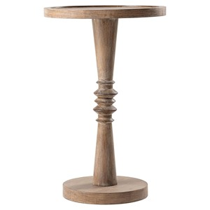 Acacia Wood <b>Round</b> Pedestal Side Table Distressed Caramel Wholesale - Product Image 2