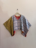 Poncho Bohème pour Femmes Grande Taille en Tissu Kantha Indien Quilté Fait Main Vintage