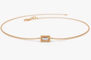 Luxury <b>Solid</b> <b>Gold</b> Lab Grown Diamond Baguette Solitaire Bracelet for Women Minimalist Fine Jewelry Elegant Wedding Anniversary - Product Image 6