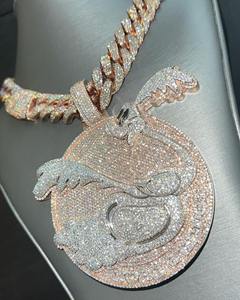 Pendentif Road Runner Iced Out, pendentif Hip Hop, pendentif dessin animé, pendentif personnalisé pour homme, pendentif rappeur - Product Image 3