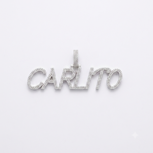 Collar Personalizado de Plata de Ley 925 con Letra en Bloque, Chapado en Rodio, Estilo Hip Hop, con Dijes de Diamantes Moissanita - Product Image 5