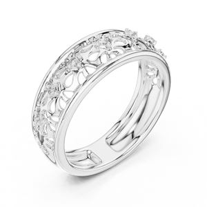 Conjunto de Anillos de Diamantes Florales de Laboratorio de Última Tendencia, Oro Blanco Sólido de 18K con Baño de Rodio, Corte Brillante, para Compromiso, Boda, Fiesta, Regalo - Product Image 1