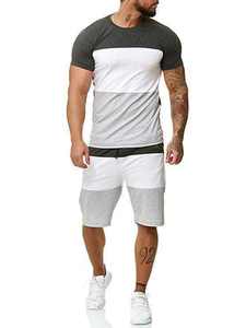 Ensemble de survêtement décontracté pour homme 2 pièces, t-shirt rayé et short de course à séchage rapide, longueur genou - Product Image 4