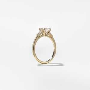 <b>Diamond</b> Solitaire Engagement <b>Rings</b> Three Stone Oval Tapered Baguette Lab Grown 10K 14K Solid Gold Minimalist Unique Wedding Band - Product Image 4