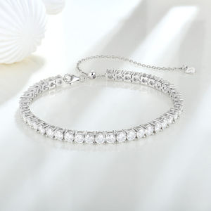 Custom Gold Plated Hip Hop Moissanite Tennis Bracelet Channel Setting Chain for <b>Men</b> Women GRA Certified Wedding Jewelry - Product Image 3