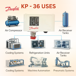 แดนฟอสส์ KP36 สวิตช์แรงดันอัจฉริยะ 0.2 ถึง 17 บาร์ ควบคุมปั๊มลม พลาสติกสีขาว IP30 เกลียว G1/4 - Product Image 4
