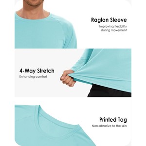 Unisex <b>Light</b> <b>Blue</b> Full <b>Sleeve</b> Rash Guard Quick Dry Polyester Compression Shirt Adult Fitness BJJ MMA UPF50+ Eco-Friendly - Product Image 4