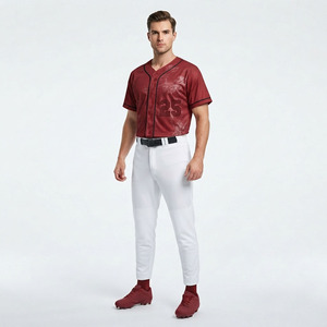 Ensemble de baseball premium pour hommes – Maillot et pantalon de sport respirants à manches longues, conception personnalisée, évacuation de l'humidité sur le devant, tenue de performance - Product Image 1